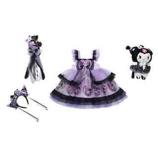 Cô Gái Trang Phục Cô Gái Kuromi Gothic Đầm Bé Gái Công Chúa Đầm Trẻ Em Trình Diễn Đầm Mùa Hè Gạc Đầm