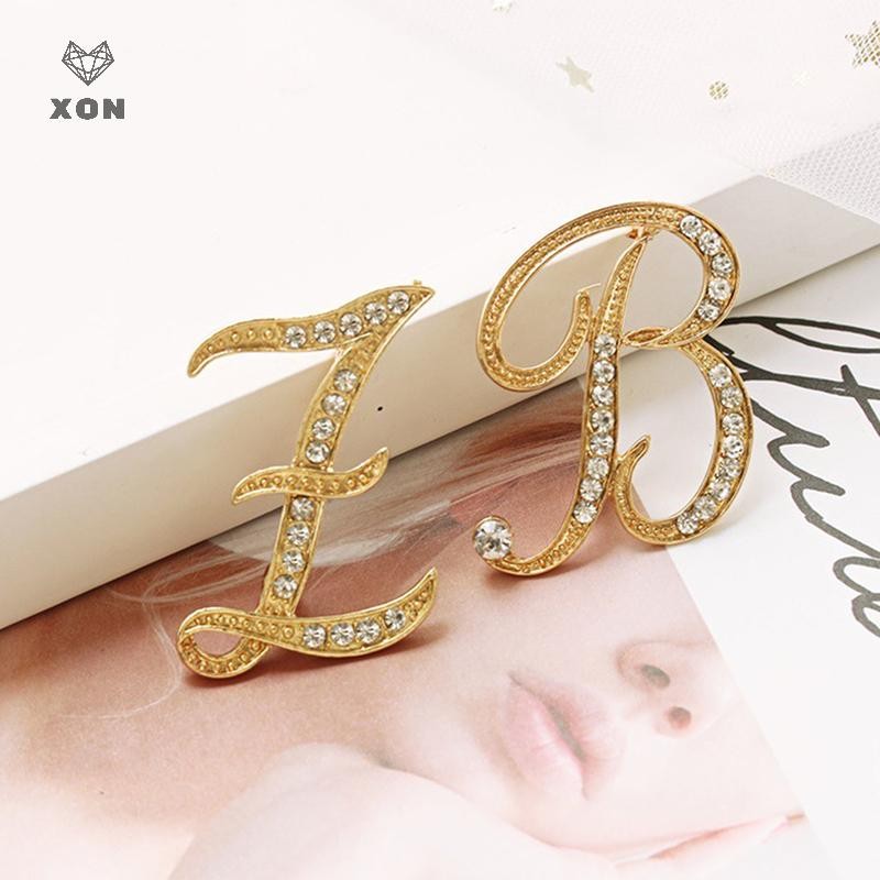 XON Ghim Cài Áo Hình 26 Chữ Cái Đính Đá Thời Trang