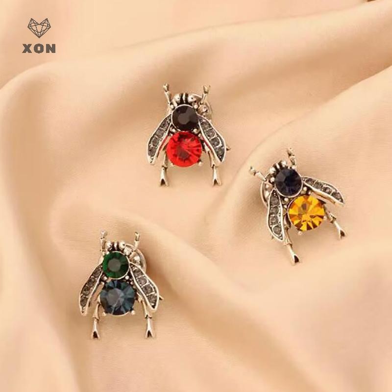 [XON] Trâm cài đính kim cương giả ong cổ điển Xu hướng sáng tạo Côn trùng Corsage Sáng tạo Pin chống ánh sáng [Mina]