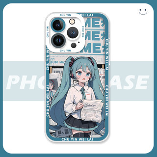 Ốp điện thoại Hatsune Miku cho iPhone16 / 15 / 14 / 13 / 12 / 11 / 16E / pro Max / X / 7 / 8 Vỏ mềm trong suốt di động khung màu ống kính trọn gói Vỏ bảo vệ chống sốc chống rơi