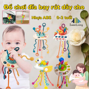 Đồ chơi đĩa bay rút dây cho bé gặm nướu, Đồ chơi giáo dục sớm,đồ chơi dây kéo cầm tay hình phi hành gia