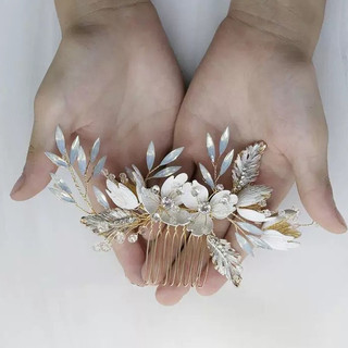Kim cương giả & Hoa trắng Kẹp tóc sang trọng Hình chữ U Barrette Phụ kiện tóc