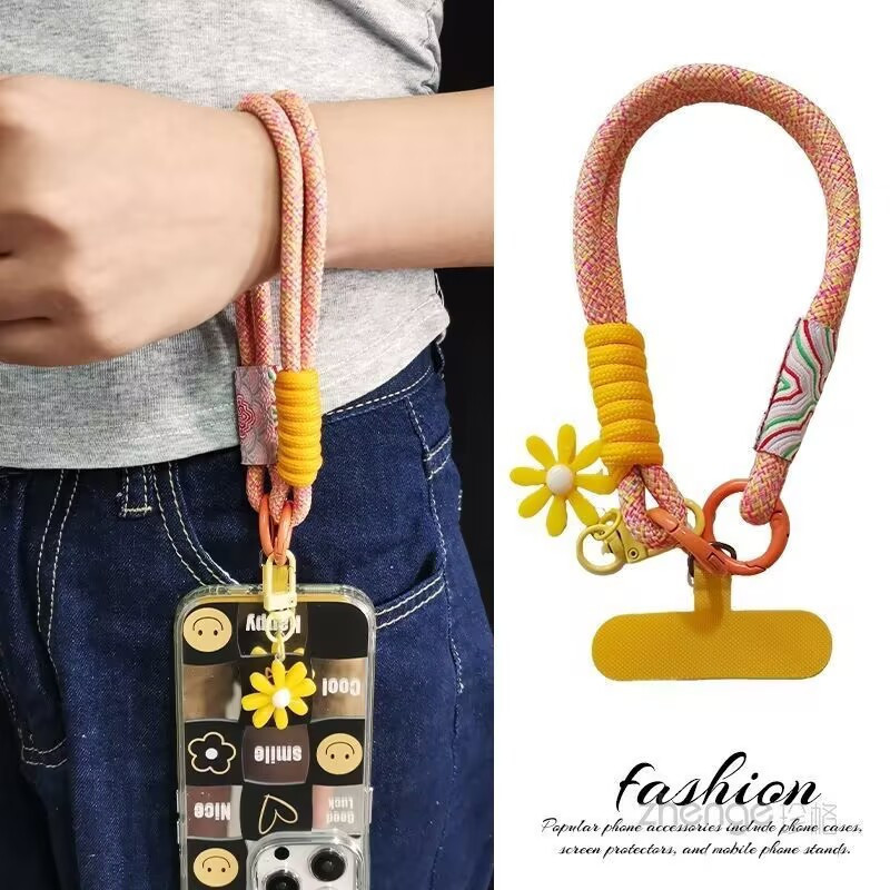 Điện Thoại Di Động Dây Ngắn Retro Cổ Tay Mặt Dây Chuyền Nam Nữ Thể Thao Ngoài Trời Leo Núi Di Động Dây Xích Chìa Khóa Mạnh Mẽ Hợp Thời Trang