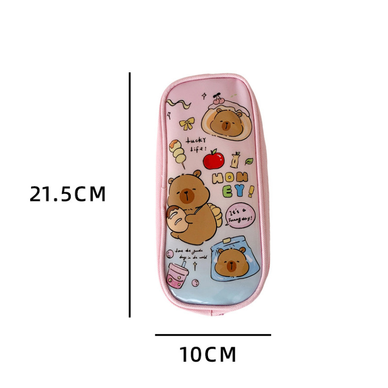 HK1 Capybara Phim Hoạt Hình Hộp Đựng Bút PVC Sinh Viên Túi Bảo Quản Dung Tích Lớn Túi Văn Phòng Phẩm KH1