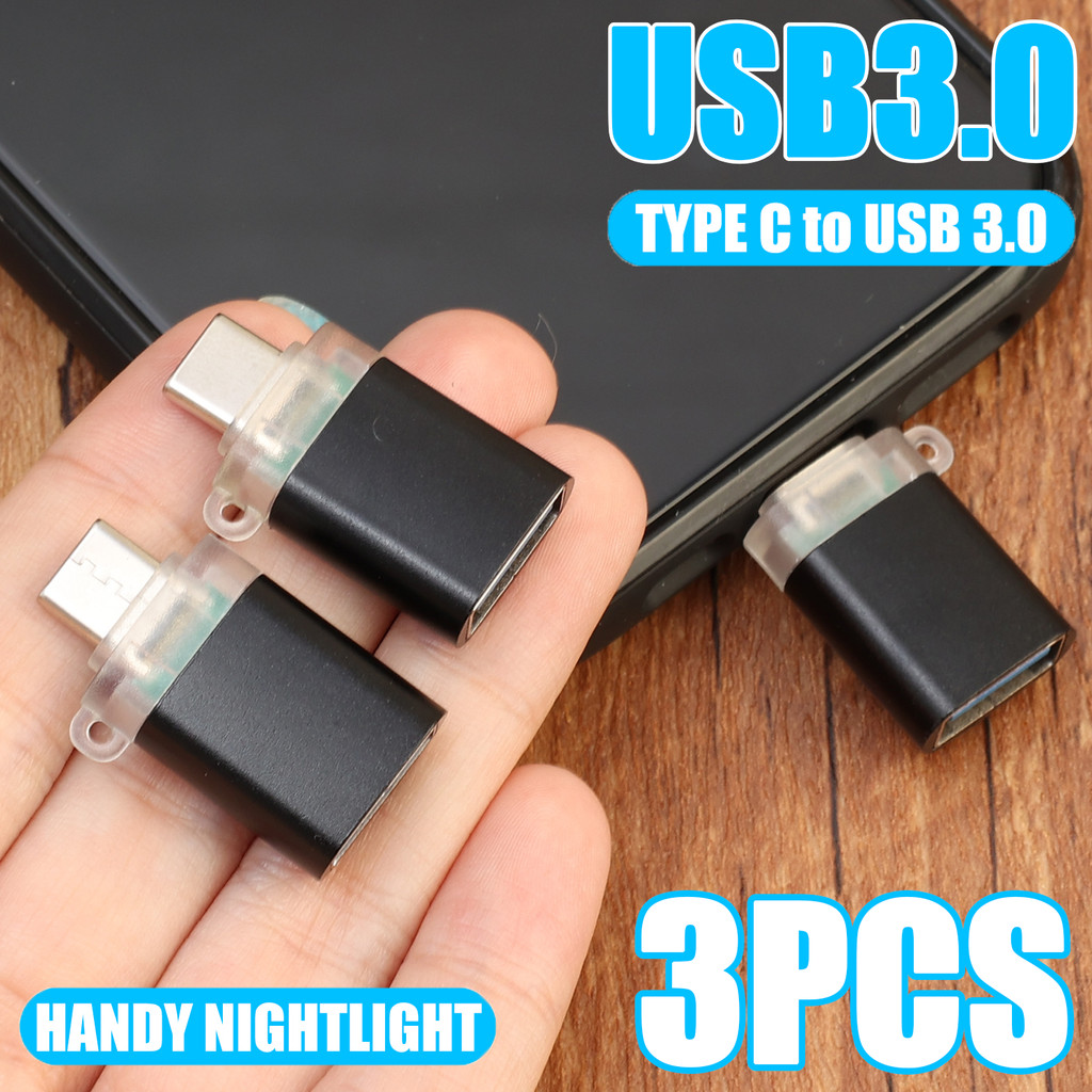 1 / 2 / 3 Bộ Chuyển Đổi USB 3.0 Sang Type-C Đa Năng - Đầu Nối Truyền Dữ Liệu Hợp Kim Nhôm Bền Với Đèn Ngủ