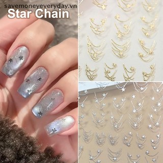 [savemoneyeveryday] Star Nail Art Sticker Bronzing Flash Nhãn dán tự dính chất lượng cao Trang trí quyến rũ móng tay Lập thể [vn]