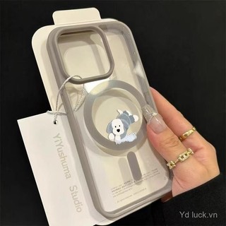 Ốp điện thoại từ tính mới hình chó con màu xanh hoạt hình tương thích với iPhone 12 11 Pro Max 16 15 14 Pro 13 12 Pro 11 16 Plus 15 Pro 14 13 Pro, chống mồ hôi và chống sốc