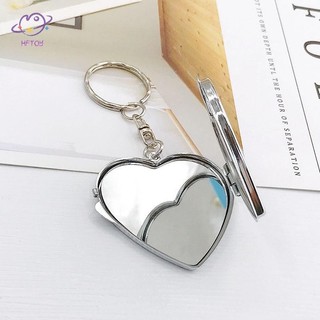 Mặt dây chuyền gương trái tim hai mặt thời trang HFTOY dành cho nữ Cô gái Cá tính sáng tạo Hai mặt gấp gương mỹ phẩm Quà tặng ~