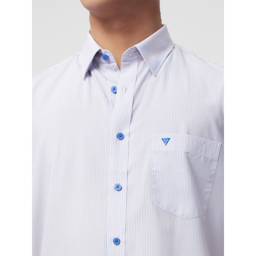 Sơmi ngắn tay vạt tròn VIETTIEN vải sợi hoa hồng phom regular VT00000205