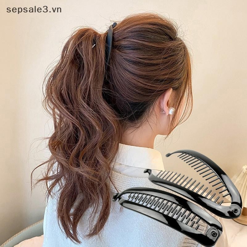Kẹp Tóc Hình Cá Thời Trang, Màu Trơn Đơn Giản, Kẹp Chuối, Lược Sóng, Kẹp Bím Tóc Cho Nữ Bé Gái
