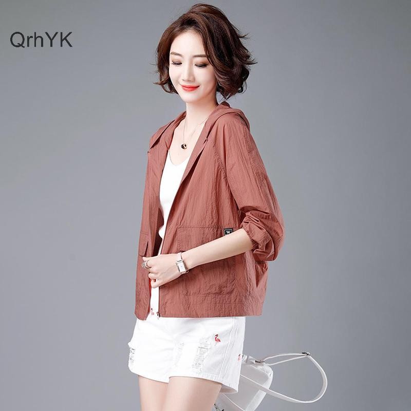 Nhà máy thời trang Áo khoác chống nắng nữ dài tay có mũ trùm đầu phù hợp Áo khoác mỏng thoáng khí QrhYK