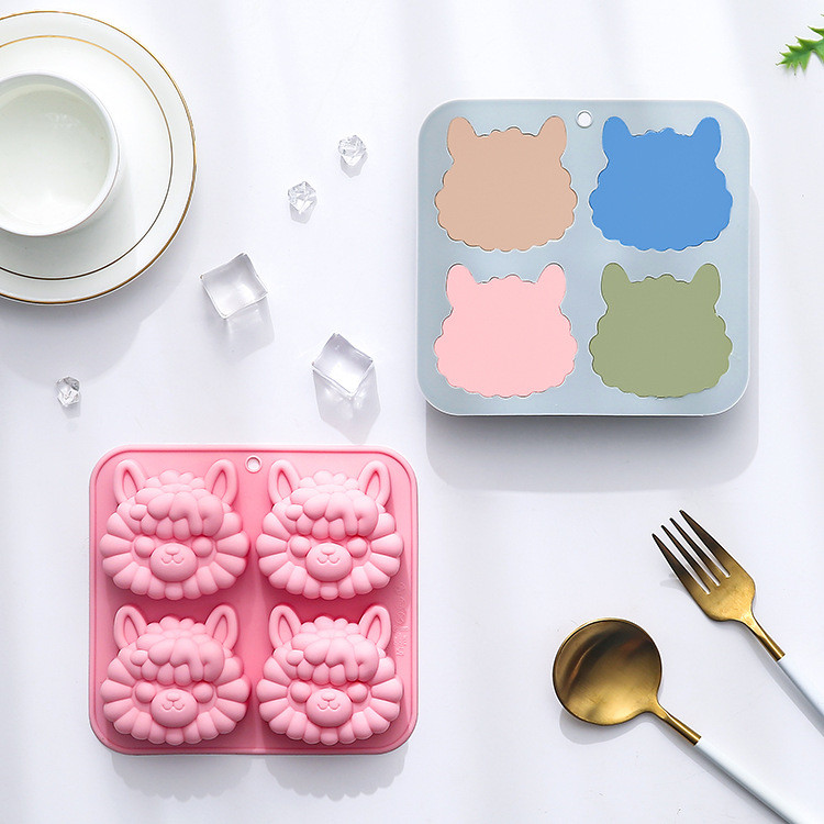 4 Khoang Alpaca Mô Hình Khuôn Silicon Mousse Bánh Epoxy Tráng Miệng Pudding Socola Thơm Thạch Cao Xà Phòng Handmade DIY Dụng Cụ Nướng