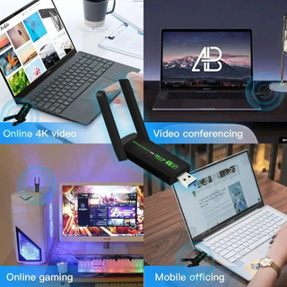 Bộ chuyển đổi Bluetooth WiFi 1300Mbps USB 3.0 Tín hiệu nâng cao 2.4G 5GHz Ăng-ten Wi-Fi Băng tần kép 802.11ac Bộ thu thẻ mạng máy tính không dây Mini