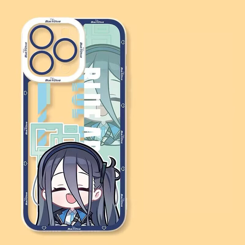 Ốp Lưng Cho Iphone 16 Pro Max 11 12 13 14 15 Pro Max 6 6S 7 8 Plus X XS XR SE 2 3 Ốp Điện Thoại Màu Xanh Dễ Thương Lưu Trữ Takanashi Hoshino Shiroko‌ Mềm mại trong suốt họa tiết hoạt hình TPU Silicone