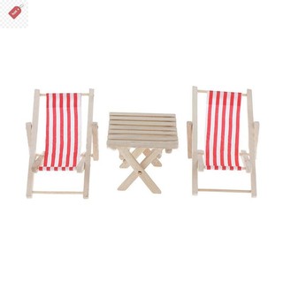 ALIK 1: 12 Ghế đi biển bằng gỗ có thể gập lại Ghế tắm nắng Chaise Dollhouse VN