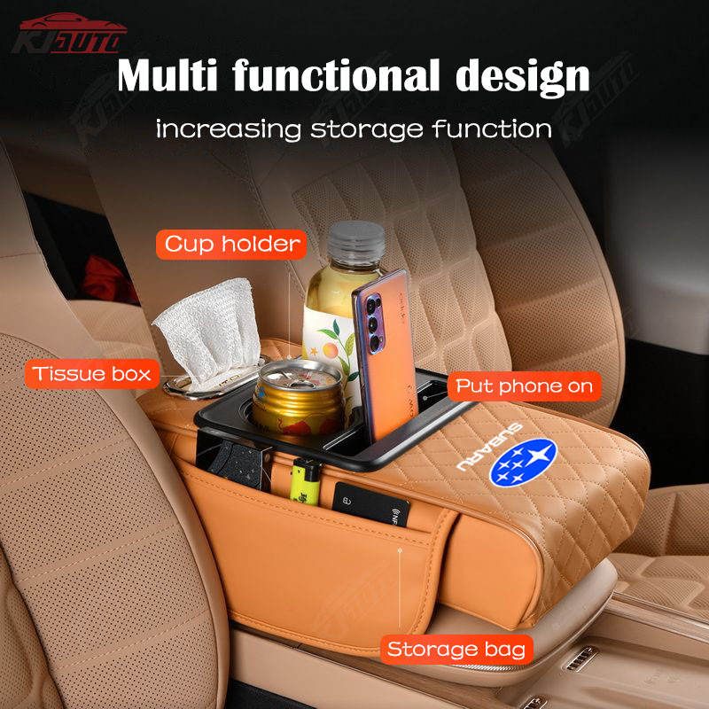Subaru Xe Tay Hộp Chiều Cao Miếng Lót Da Trung Tâm Túi Bảo Quản Cốc Nước Cho BRZ Forester Legacy Outback WRX WRX STI Impreza XV