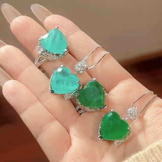 Châu Âu Mỹ ins Phong Cách Mới Ngọc Lục Bảo Hình Trái Tim Trang Sức Phù Hợp Với Nữ