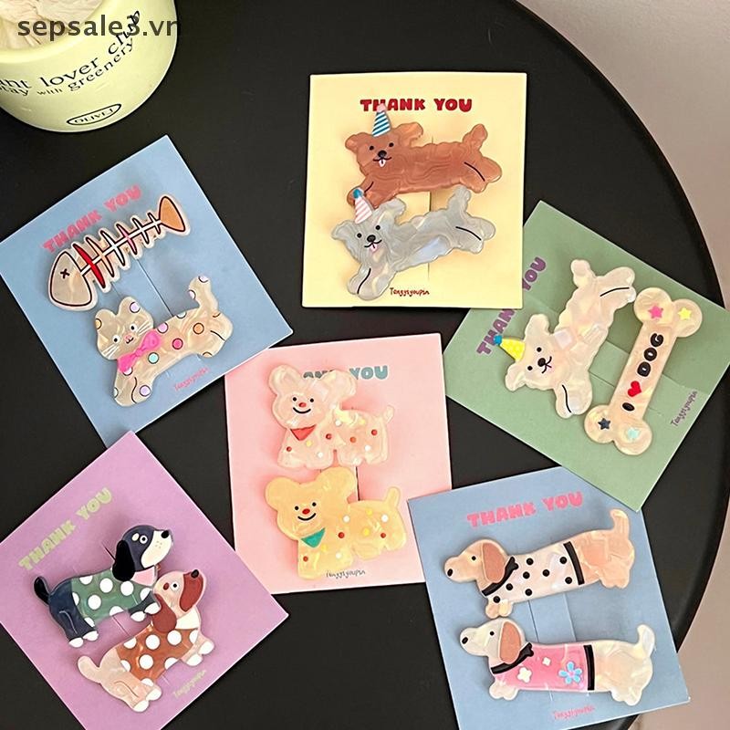 # VN # 2 Cái / bộ Phim Hoạt Hình Dễ Thương Xương Chó Kẹp Tóc Cô Gái Miệng Vịt Acrylic Ngọt Ngào Nổ Kẹp Tóc Phụ Kiện Tóc Gãy.
