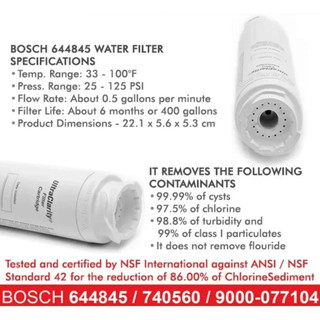 Thay thế bộ lọc nước tủ lạnh Bosch Ultra Clarity cho 644845、740560、9000194412、740560、 Haier 0060820860、 Miele KWF1000