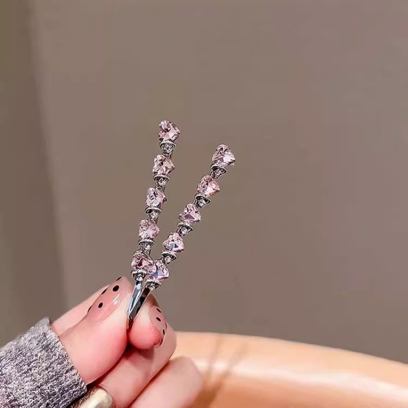 MAUROPOLI [Sẵn Sàng] Kẹp Trái Tim Tình Yêu Kim Cương Giả Tinh Tế Nữ Phong Cách Mới Nổ Kẹp Tóc Bên Bị Vỡ Thời Trang Phù Hợp Với Kẹp Tóc Độc Đáo