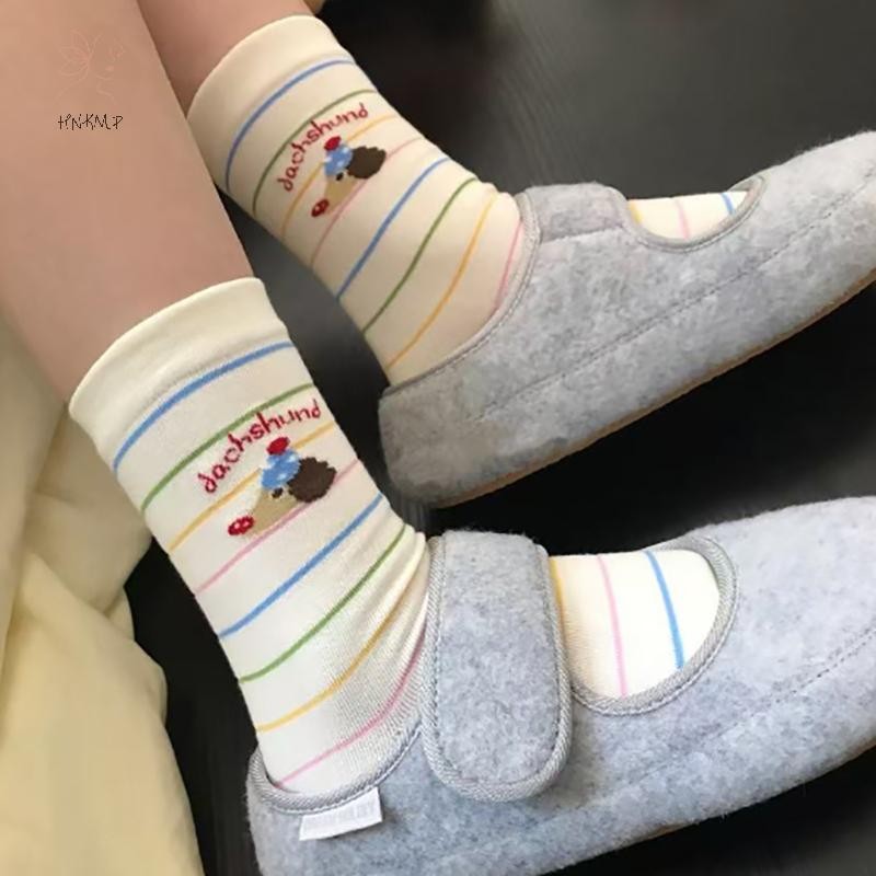 Tất hoạt hình HNKMP dành cho nữ Tất ống giữa ấm áp thời trang chất lượng cao ấm áp Tất Cotton thoải mái mềm mại.