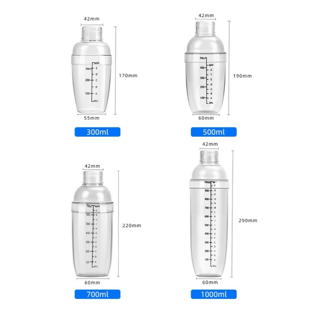 Bình Lắc Shaker Nhựa Trong – Nhiều Dung Tích, Chất Lượng Cao