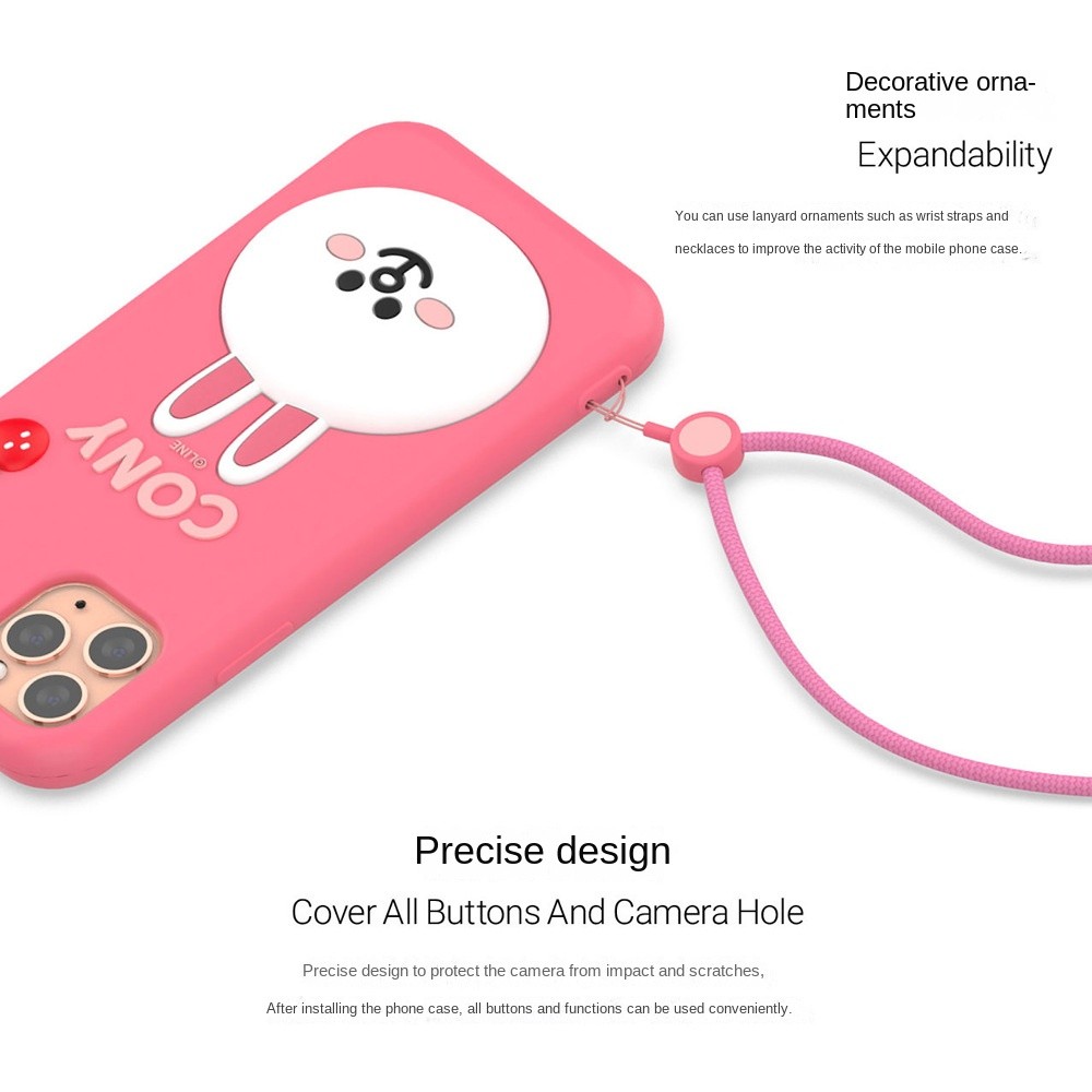 Ốp điện thoại Line Friends iPhone 16 Vỏ bảo vệ thân thiện với da bằng silicon 15 Promax Gấu nâu IP14 / 13PM Vỏ bảo vệ chống sốc mềm trọn gói