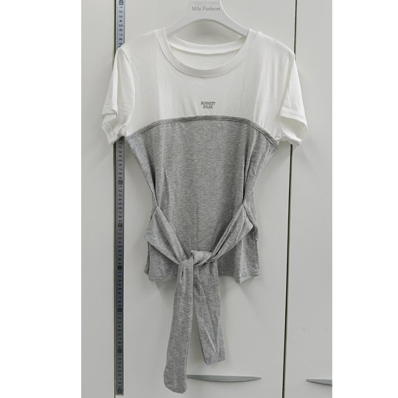 Milyfashion Giả Hai Mảnh Slim-Fit Phối Màu Phối Ren Ngắn Tay T