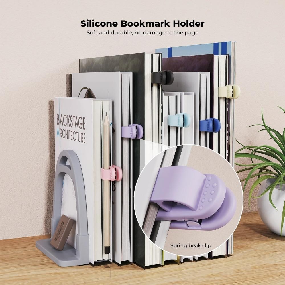 Đánh Dấu Trang Thông Minh TUYỆT VỜI, Tự Động Theo Dõi Trang Lật Silicone Mềm Đánh Dấu Trang, Nhẹ Có Khe Cắm Bút Di Động Mỏ Vịt Đánh Dấu Trang Sách Phụ Kiện Phụ Kiện