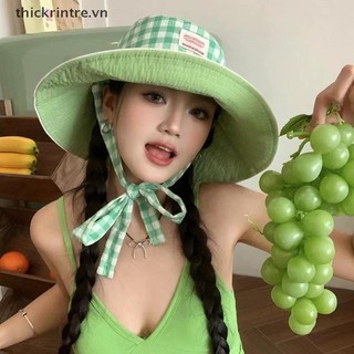 DÍ Hai Mặt Kẻ Sọc Rộng Viền Mũ Xô Mùa Hè Ngoài Trời Đa Năng Màu Sắc Tương Phản Kẻ Sọc Nữ Mũ VN