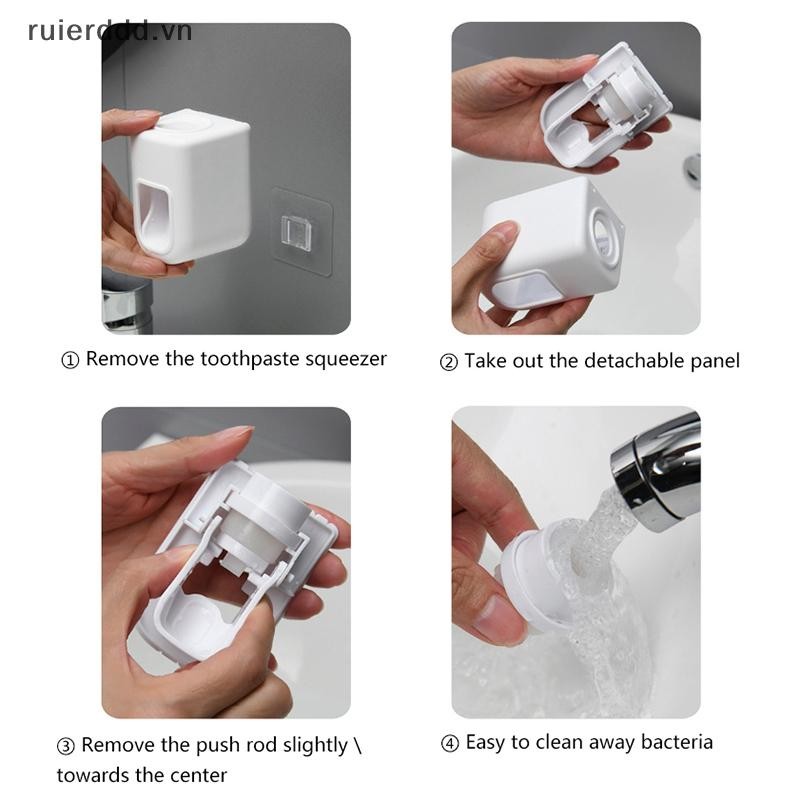 # ruierdd # Creative Wall Mount Máy phân phối kem đánh răng tự động Phụ kiện phòng tắm Máy ép kem đánh răng lười không thấm nước.