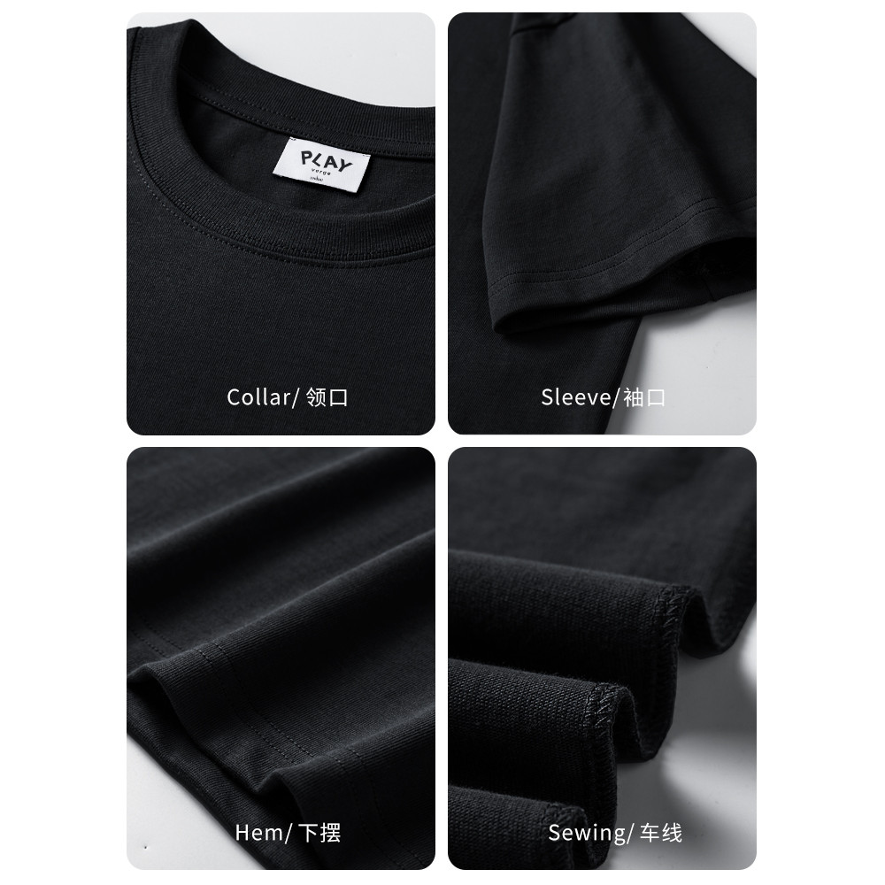 PLAY VERGE Trái Tim Tình Yêu Áo Thun Ngắn Tay Nam 2025 Cặp Đôi Mặc Đường Phố Mỹ Rời Cotton Nguyên Chất Nửa Tay