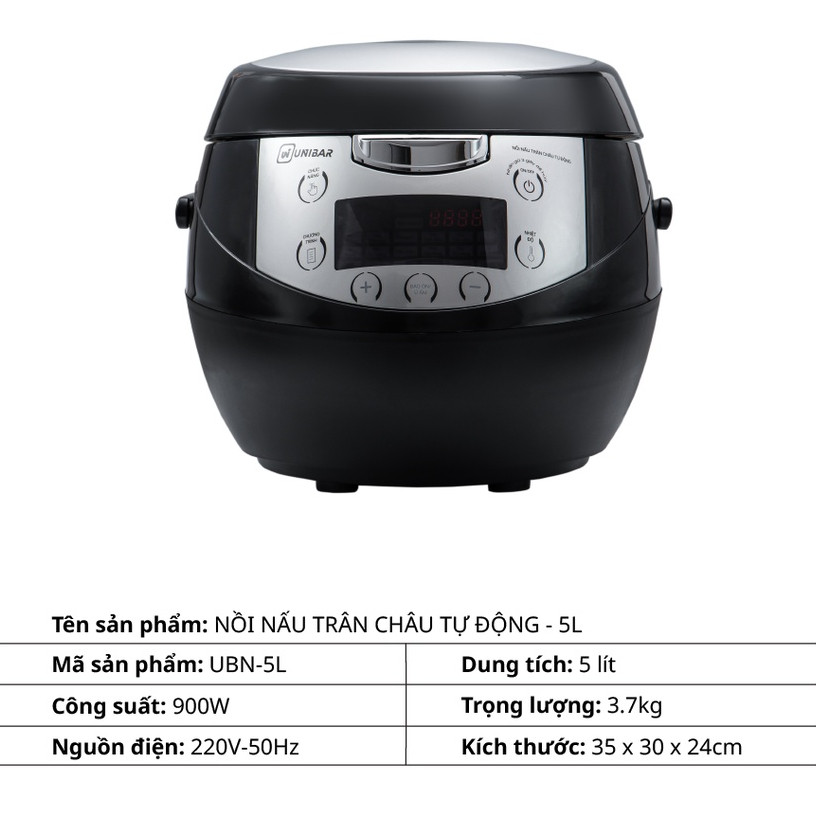 Nồi Nấu Trân Châu Tự Động Unibar UBN5L 900W - Dung Tích 5L | Tiết Kiệm Thời Gian, Chuyên Nghiệp 🥤