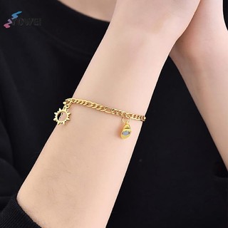 Yowei 2 Chiếc Thép Không Gỉ Chống Phai Màu Hip-hop Tay Dây Xích Nam Châm Tình Yêu Mặt Trăng Mặt Trời Vòng Tay Cho Cặp Đôi Bạn Gái Đơn Giản Tay Trang Sức VN