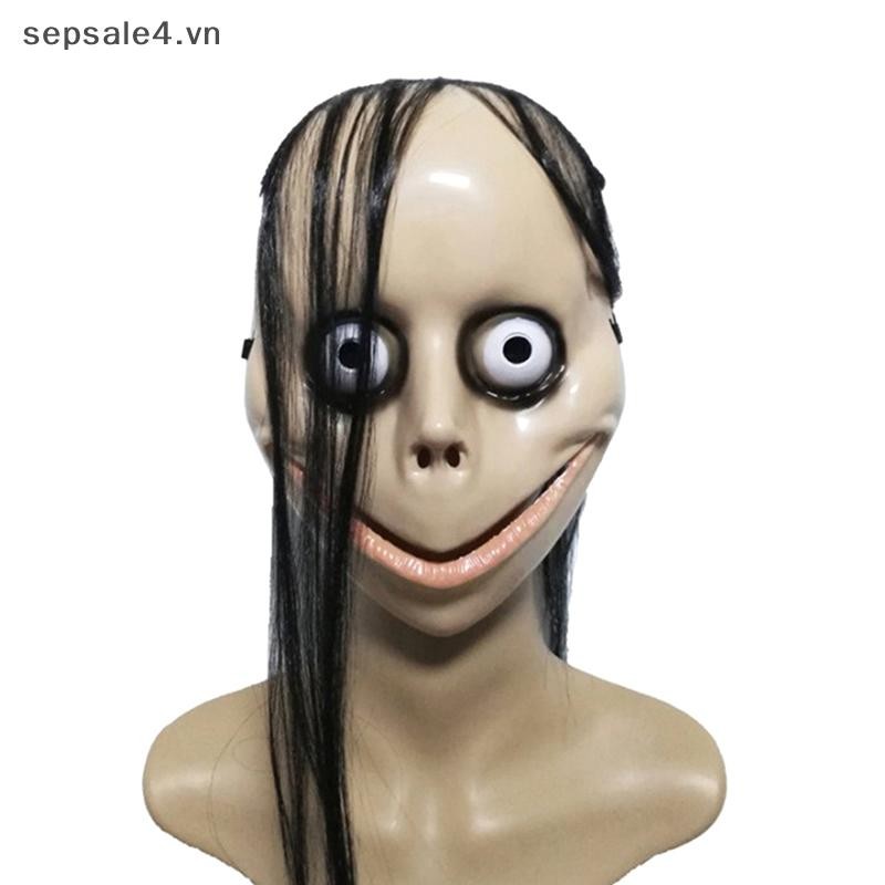 B&N  Halloween Kinh dị với mặt nạ tóc dài Mặt nạ ngộ nghĩnh Mặt nạ miệng hình chữ V Mặt nạ MoMo.