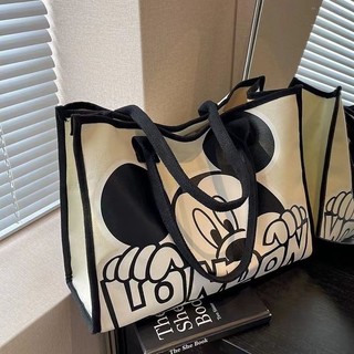 Túi tote đa năng cầm tay in hình Mickey hoạt hình mới sức chứa lớn