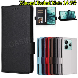 Ốp Lưng Cho Redmi Note 14 Note14 15 14 Pro Pro + Note15 4G 5G Sang Trọng Lật Da Bên Khóa Lychee Họa Tiết Vỏ Điện Thoại Khe Cắm Thẻ Ví Đứng Giá Đỡ Vỏ Điện Thoại Chống Sốc