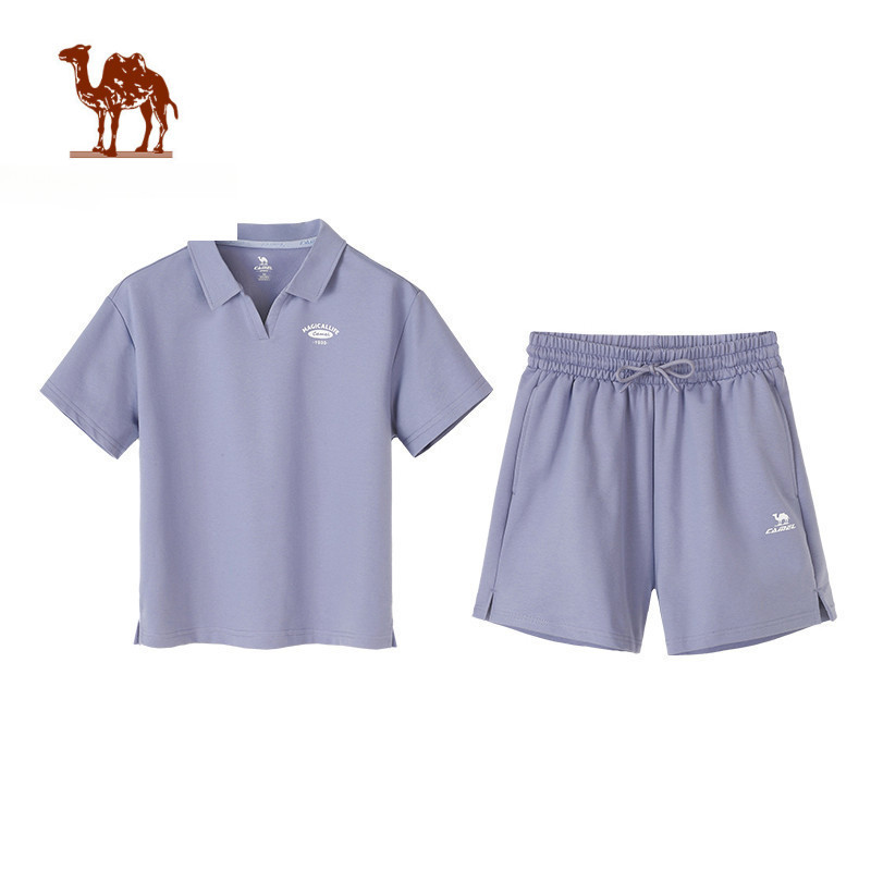 Ảnh Bộ đồ thể thao CAMEL CROWN dành cho nữ Polo tay ngắn Top American Ve áo thun Quần Short Bộ đồ hai mảnh 1