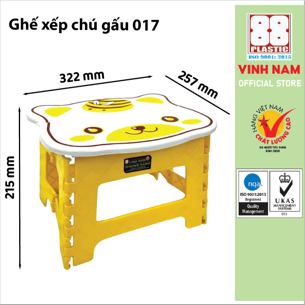 Ghế Xếp Kiểu Dáng Dễ Thương Vinh Nam Plastic Ghế Xếp Trẻ Em Hình Gấu Ghế Xếp Dựa trái Tim Mã 021 017