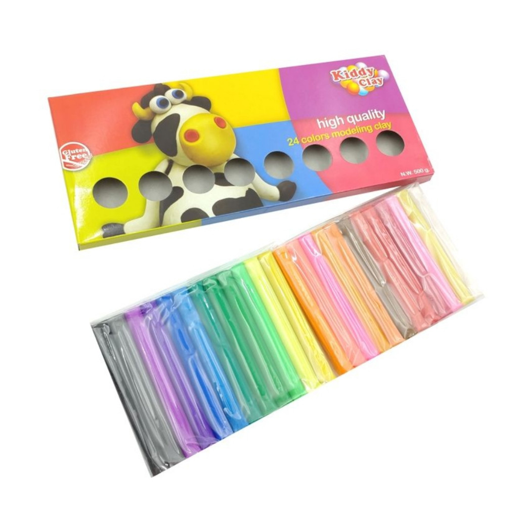 Đất nặn 24 màu Kiddy Clay Thái Lan BX-500-24 TL: 500 gram.