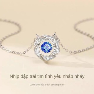 Dây chuyền nữ bạc S925 mặt đá Moissanite xanh Dương Quà tặng sinh nhật, lễ tình nhân cho bạn gái S69