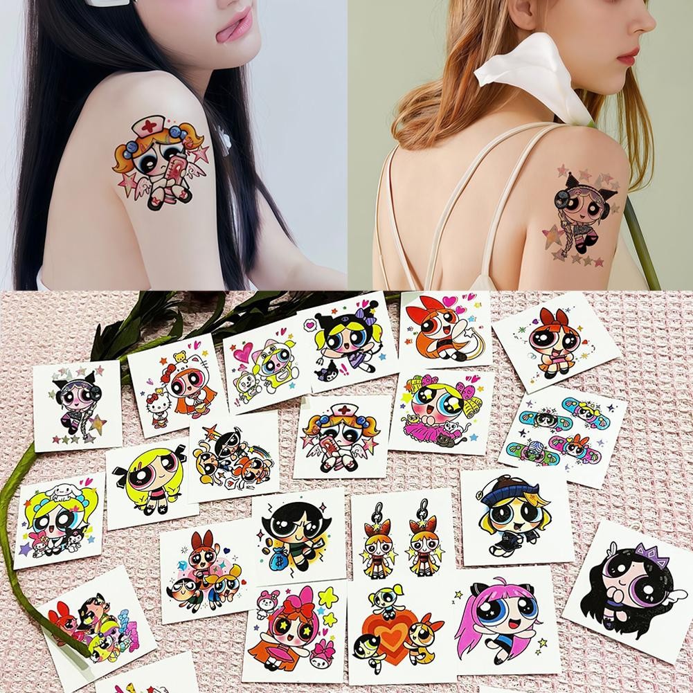 The Powerpuff Girls Hình Xăm Miếng Dán Hoạt Hình Dễ Thương Trẻ Em Chống Thấm Nước Lâu Dài Hình Xăm L7k1
