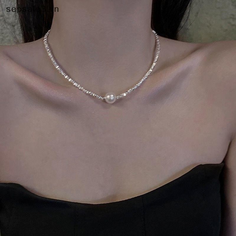 # Vn # Vòng cổ mặt dây chuyền ngọc trai bạc vỡ Dây chuyền Opal Nữ sáng bóng Tính khí Trang sức Vòng cổ Vòng cổ Vòng cổ Trang sức đám cưới Quà tặng sinh nhật.