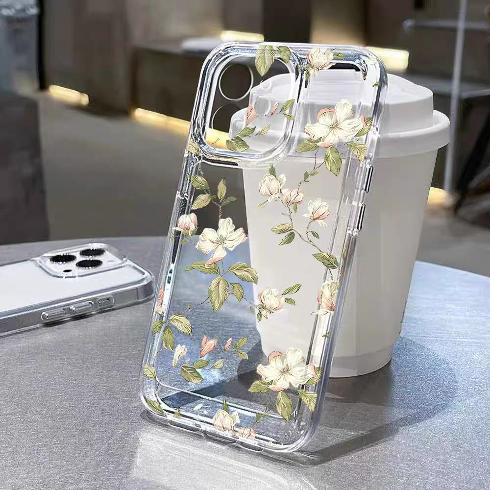 Ốp Điện Thoại Cho OPPO Reno 13F 12F 11F 11 12 13 Pro 5G A5 A3 Pro A3X 5G Ốp Lưng Anh Đào Hoa INS Nơ Vuông Họa Tiết Trong Suốt Chống Sốc Silicon Trong Suốt