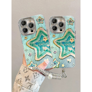 ✨2123 Hidden Star Green Apple 16pro Ốp Điện Thoại 15 / 14 / 13 / 12 / 11 Sợi Lông Vũ Đơn Giản x / xr / 8p / 7 Vòng Tay 25.5.7