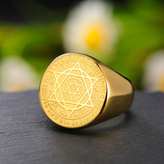 SKYRIM Vàng 12 Chòm Sao Nhẫn Hexagram Thép Không Gỉ Chống Dị Ứng Trang Sức Dành Cho Nam