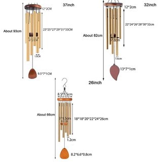 THEHOMECO Nhôm Chuông Gió, 6 Thanh Nhôm Kim Loại Ống Windchime, Mặt Dây Chuyền Zen Khí Quyển Chuông Gió Lớn Vườn