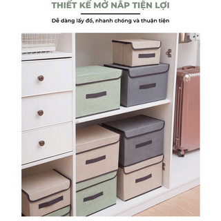 Hộp Đựng Quần Áo Có Nắp BUNA ,Túi Đựng Đồ Đa Năng Bằng Vải Cứng Cáp Có Nắp Đậy.