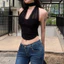 Klalien Áo Vest Gợi Cảm Lưới Chắc Chắn Tắt Vai Chia Không Đều Chắp Vá Rốn Lộn Lưng Thường Ngày Đa Năng Mùa Hè 2025 Thời Trang Phụ Nữ Mới