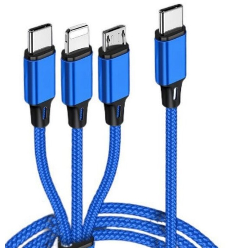 Cáp sạc nhanh IOR 3 trong 1 USB C Dây bện 4ft linh hoạt và độ bền